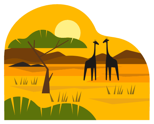 Illustration of safari vehicle on African savanna