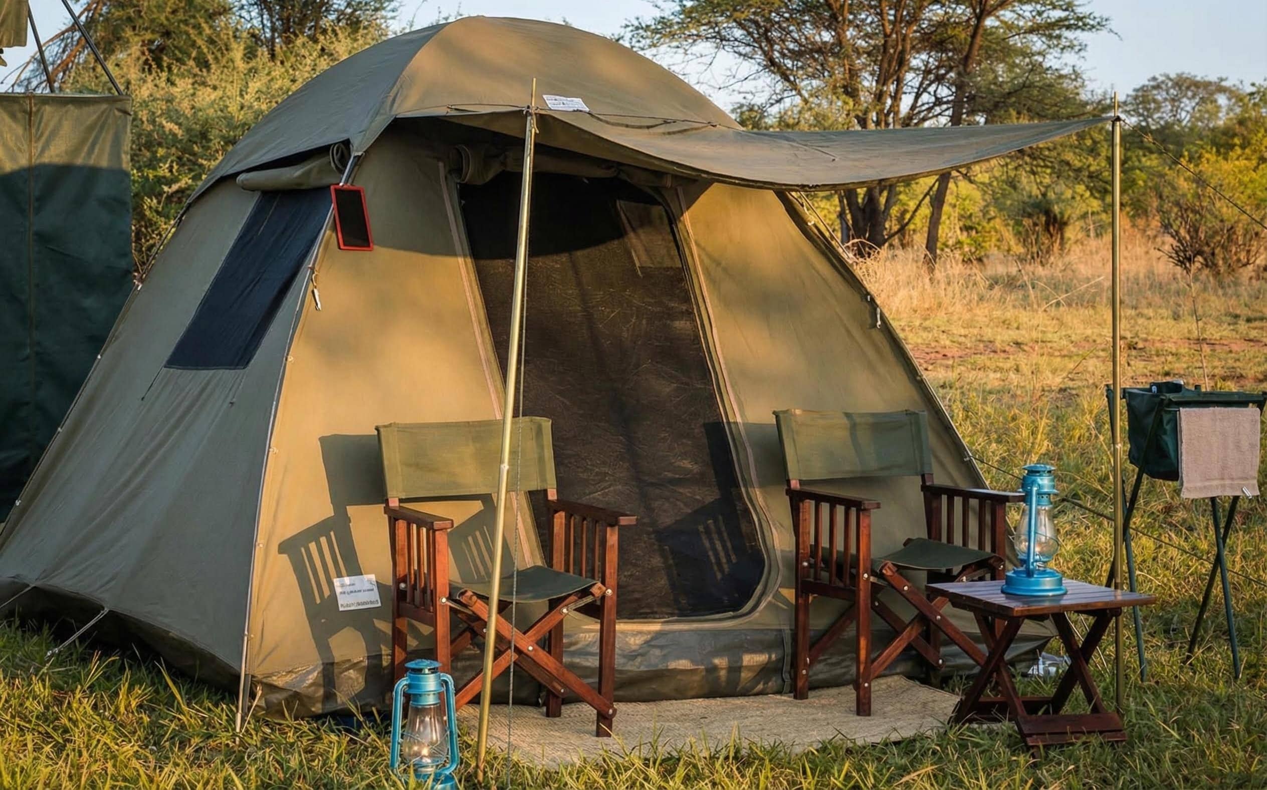 Budget camping safari tent in Tanzania