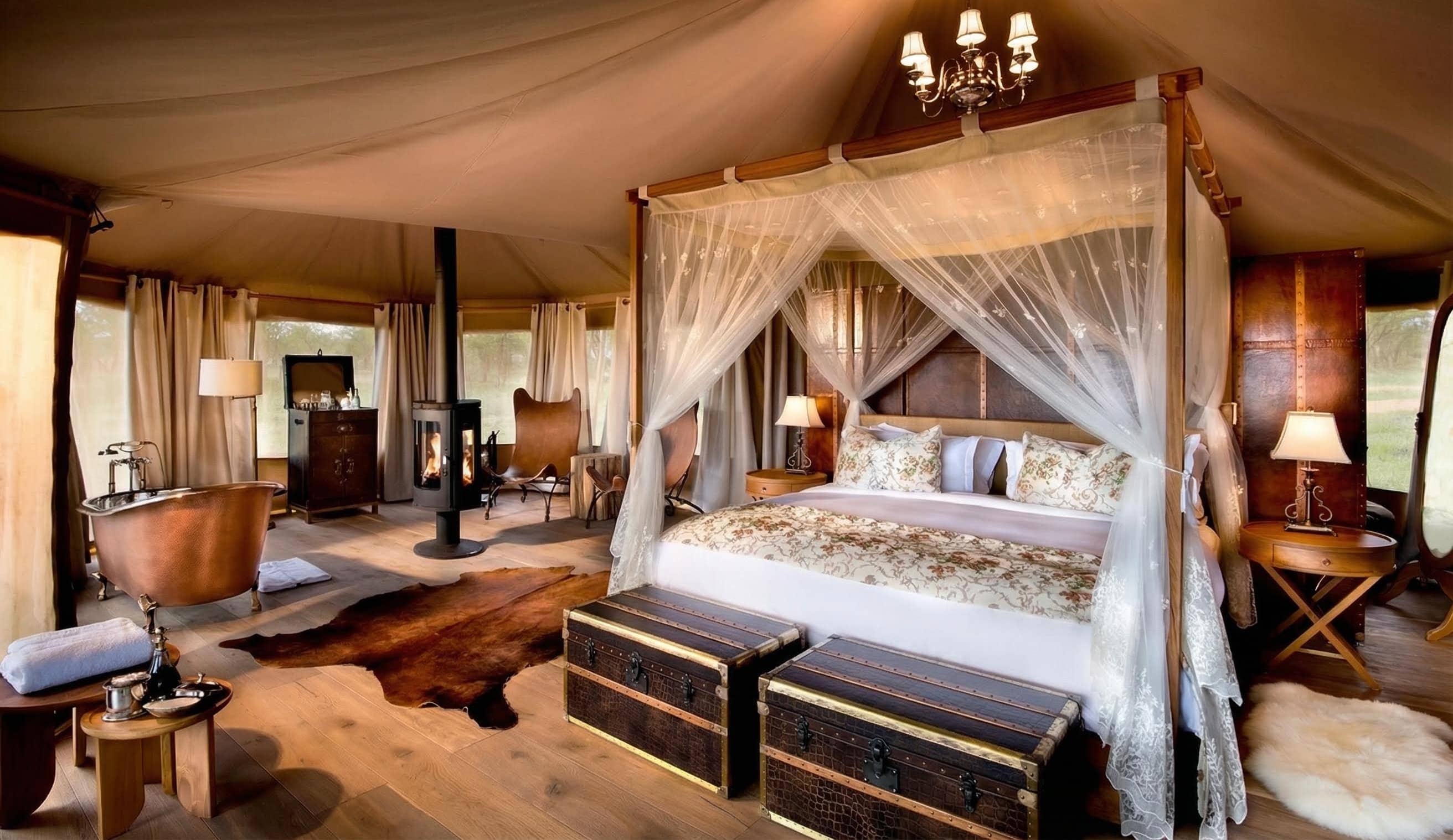 Luxury tented camp with private pool